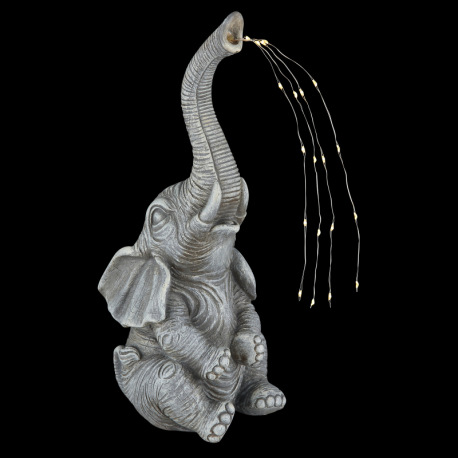 Solárne svietidlo, plast sivý matný, plast číry, vypínač, batéria AAA 300mAh 1,2V, IP44, slon, DxŠxV 10