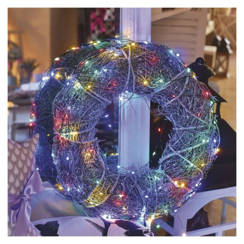 LED vianočná nano reťaz zelená, 15 m, vonkajšia aj vnútorná, multicolor, časovač 3