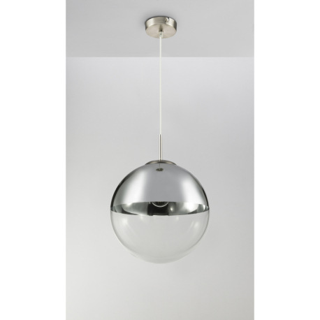 Závesné svietidlo, kov nikel matný, sklo priehľadné chróm, Ø330, V:1200, bez žiarovky 1xE27, max. 40 6