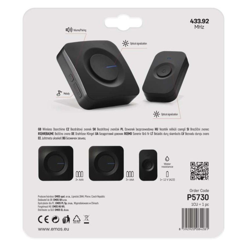 Domový bezdrôtový zvonček P5730 na 3x AAA 9