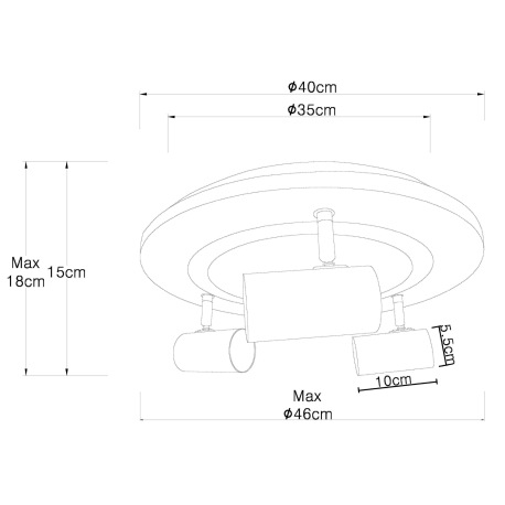 Stropné svietidlo kov čierny, MDF, imitácia tmavého dreva, plast biely, prepínanie funkcií nástenným 10