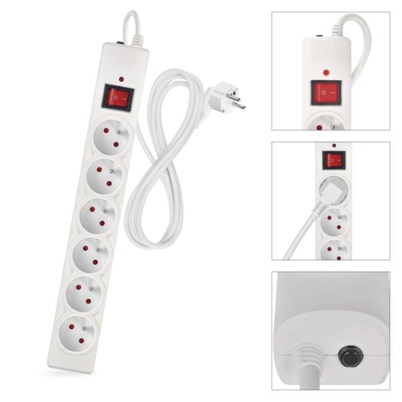 Prepäťová ochrana – 6 zásuviek, 1,5 m, biela 9
