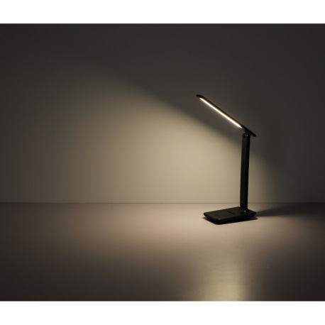 Stolové svietidlo, plast biely, biela imitácia kože, dotykové zapnutie/vypnutie, plynulá regulácia d 18