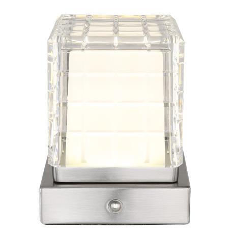 Nabíjateľná stolová lampa, kov nikel,akryl číry, satinovaný povrch, biely PVC kábel, dotykové zapnut 20