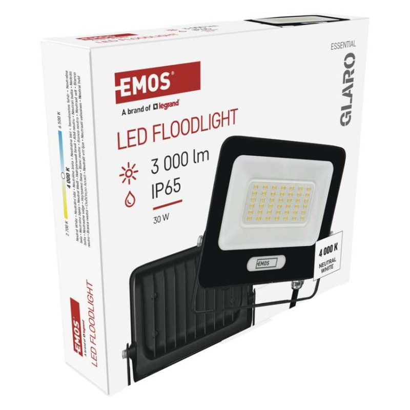 LED reflektor GLARO 30W, čierny, IP65, 3000 lm, neutrálna biela 13