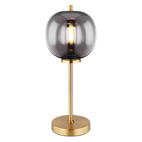 Stolová lampa, kov mosadz, sklo, s vypínačom na kábli, ø: 185mm, V:450mm, dĺžka kábla 1500mm, bez ži