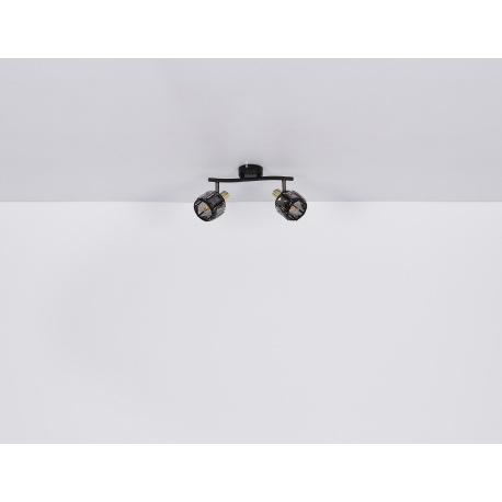 Nástenné svietidlo, kov čierny, kov zlatý, sklenené krištále dymové, s vypínačom, ŠxV:92x125mm, H: 1 17