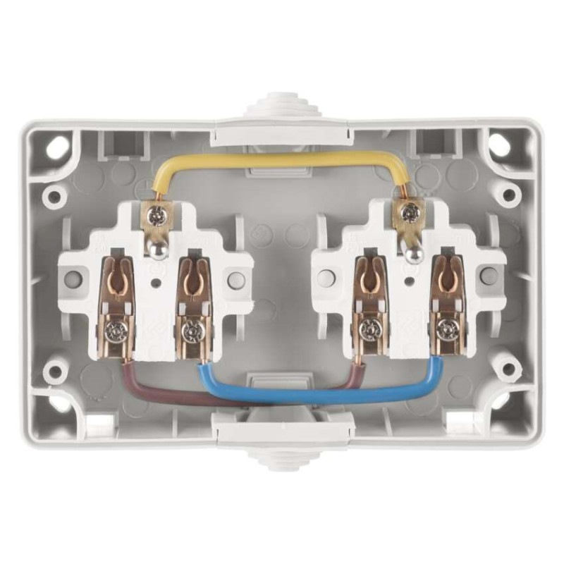 Zásuvka nástenná dvojitá, biela, IP44 7