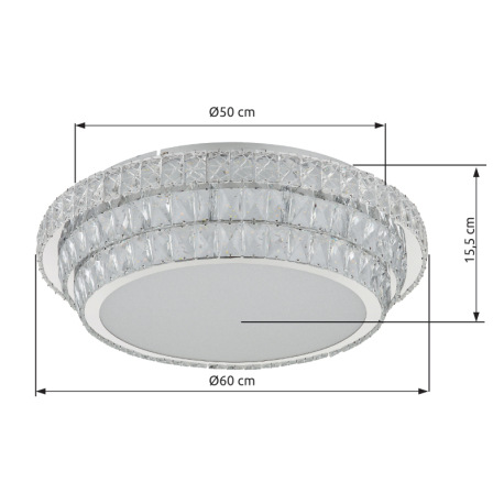 Stropné svietidlo, kov chróm, kryštály K5/akrylové číre, stmievateľné, niekoľko úrovní pomocou náste 13