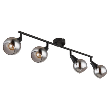 Stropné svietidlo, čierny kov, sklo dymové, nastaviteľné, DxŠxV: 600x90x168mm, bez žiaroviek 4xE14, 11