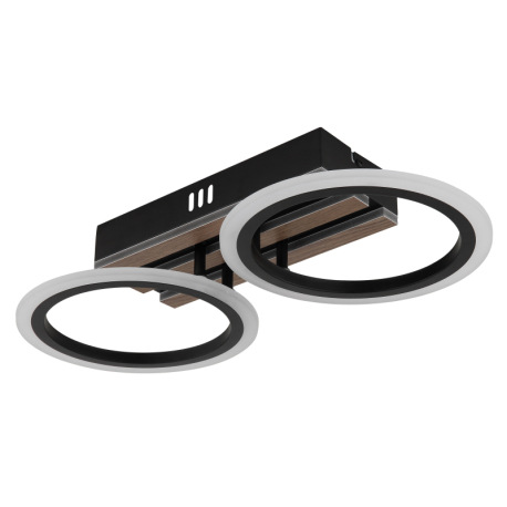 Stropné svietidlo, kov čierny matný, MDF s tmavým dreveným efektom, plast biely, niekoľko úrovní pom 2