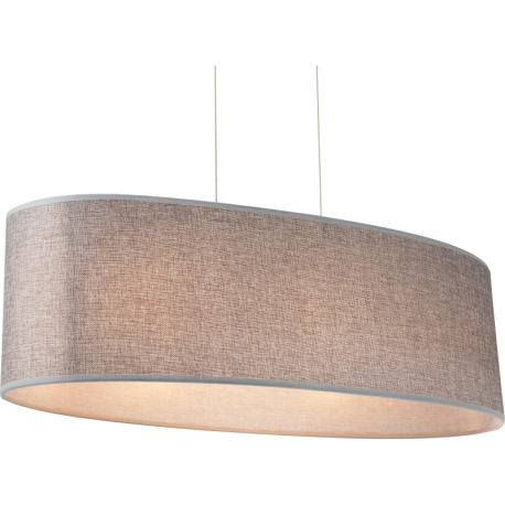 Závesné svietidlo, kov nikel matný, plast, textil sivý, akryl satinovaný, výška tienidla 20 cm, DxŠx 8