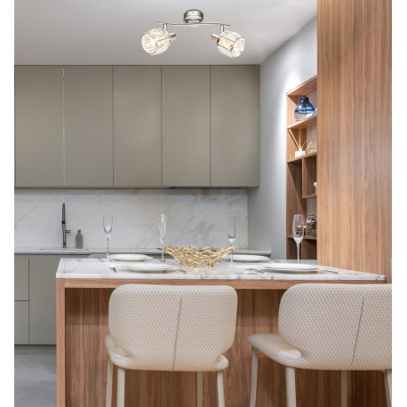 Nástenné svietidlo, kov nikel matný, chróm, sklenený kryštál priehľadný, DxV:280x180, bez žiaroviek 9