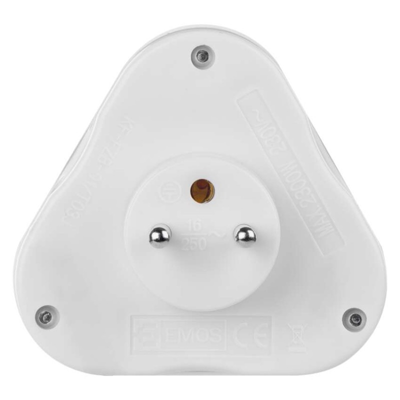 Rozbočovacia zásuvka 3× guľatá, biela 4