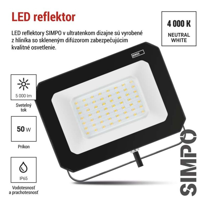 LED reflektor SIMPO 50 W neutrálna biela 6