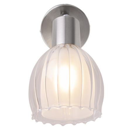 Nástenné svietidlo, nikel matný, sklo satinované priehľadné, 2 sklá, vonkajšie satinované, vnútorné 5