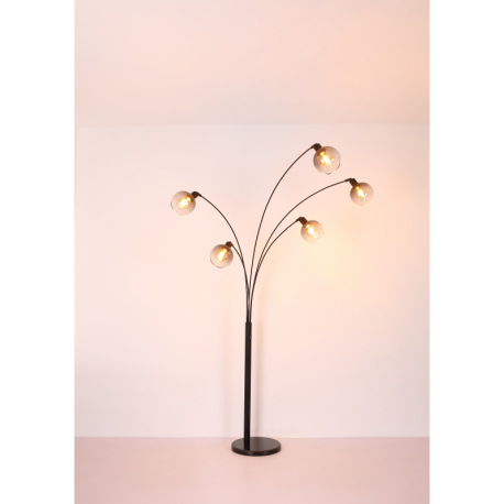 Stropné svietidlo, kov čierny, sklenené gule dymovej farby, ø: 460 mm, V: 327 mm, bez žiaroviek 3xE2 12