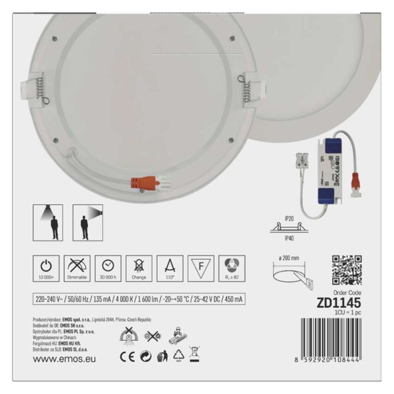 LED vstavané svietidlo NEXXO, kruhové, biely, 18W, neutrálna biela 7