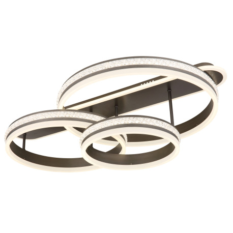 Stropné svietidlo, kov a hliník titánová farba, plastové krištále, akryl biely, stmievateľné, niekoľ