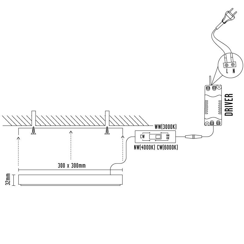LED prisadený panel 24W / PSSF / SMD / CCT / WH - LPL435 2