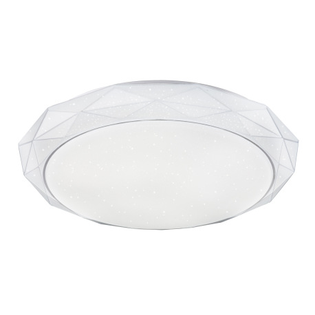 Stropné svietidlo, kov biely, akryl satinovaný, trblietavý efekt, zmena farby svetla 3000-6500K, RGB