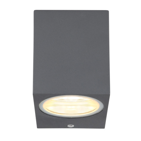 Vonkajšie svietidlo, hliník antracit, sklo priehľadné, svieti smerom dole, IP44, ŠxV:70x80, H:90, be 3