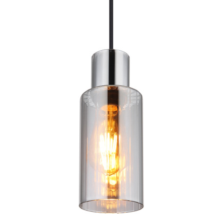 Závesné svietidlo, kov čierny, sklo dymovej farby, kábel PVC čierny, možnosť skrátenia výšky, ø: 100 10