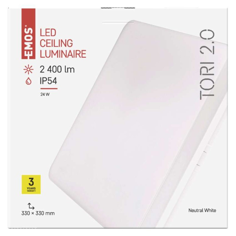 LED prisadené svietidlo TORI, štvorcové biele 24W neutr. b., IP54 6