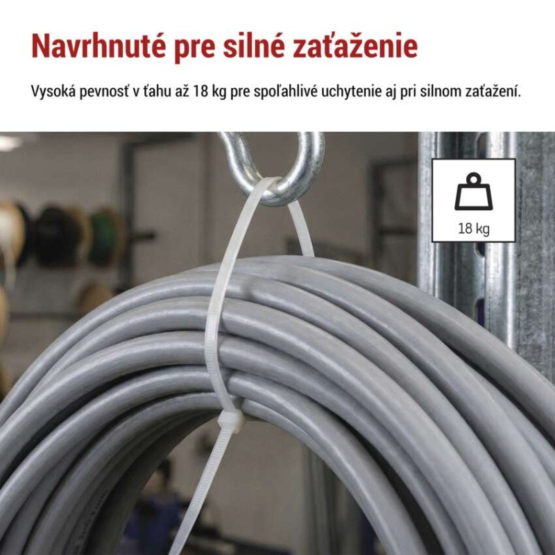 Sťahovacia páska 200×3,5, biela, 100 ks 9