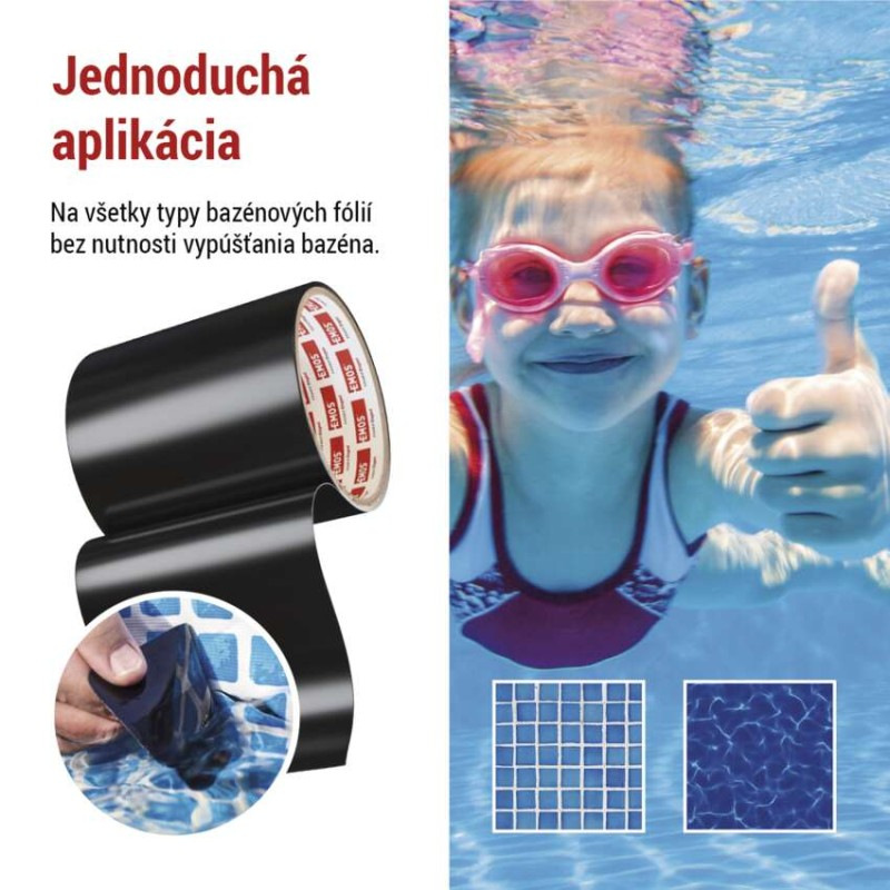 Opravná lepiaca páska na bazény, 1 m × 100 mm, čierna 2