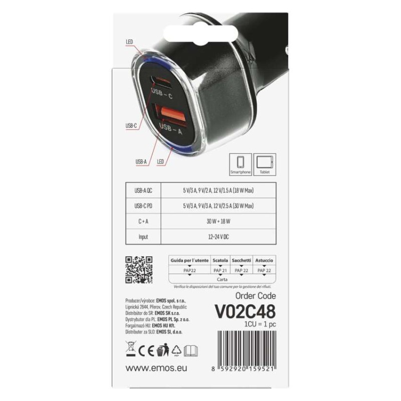 USB adaptér do auta PD/QC 48 W 4