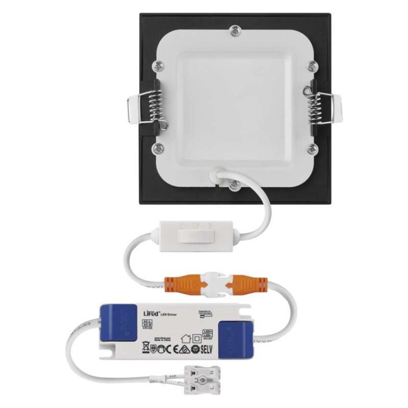 LED vstavané svietidlo NEXXO, štvorec, čierne, 7W, CCT 4