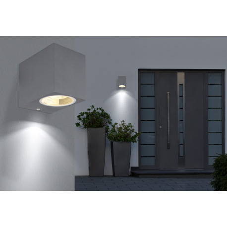 Vonkajšie svietidlo, hliník antracit, sklo priehľadné, svieti smerom dole, IP44, ŠxV:70x80, H:90, be 1