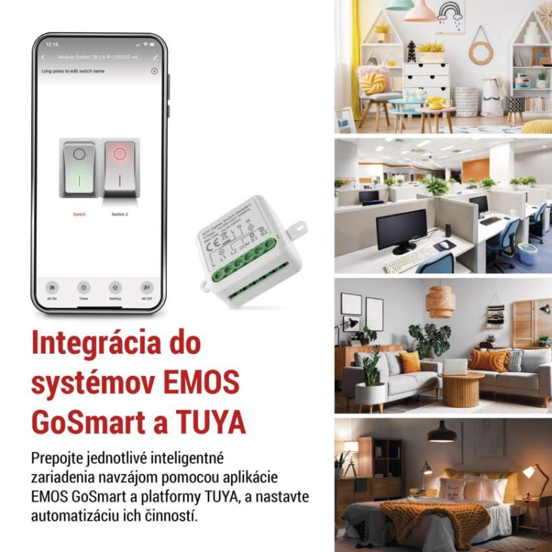 GoSmart prepínací modul IP-2104SZ, ZigBee, 2-kanálový (nevyžaduje N-vodič) 3