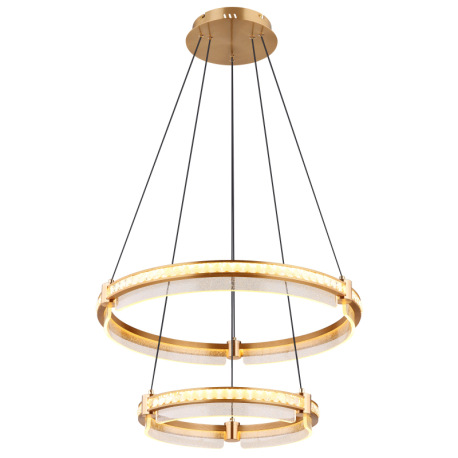 Závesné svietidlo, kov zlatej farby, hliník zlatej farby brúsený, krištále K5 číre, akryl číry, stmi 6