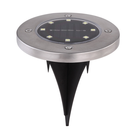 Solárne svietidlo, nerez, plast čierny a priehľadný, 4ks v balení, okrúhle, s hrotom na zapichnutie 6