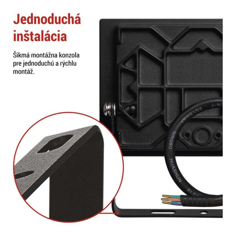 LED reflektor TAMBO, 20 W, 2000 lm, IP65, čierny 8