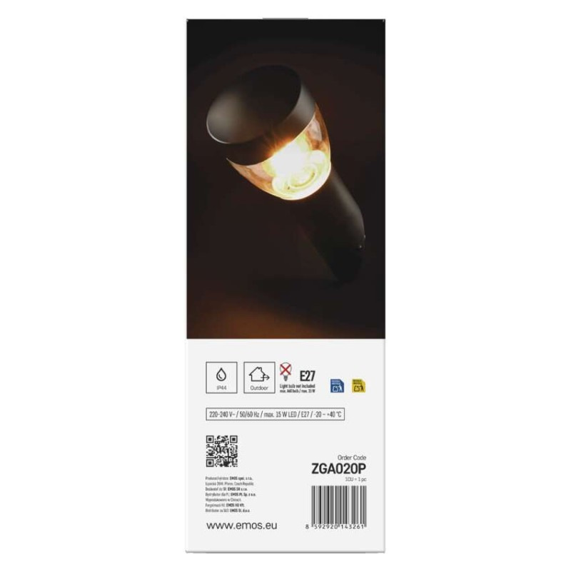Záhradné nástenné svietidlo ARTEO, 12 x 12 x 33 cm, 1 x E27, 15 W 12