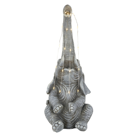 Solárne svietidlo, plast sivý matný, plast číry, vypínač, batéria AAA 300mAh 1,2V, IP44, slon, DxŠxV 12