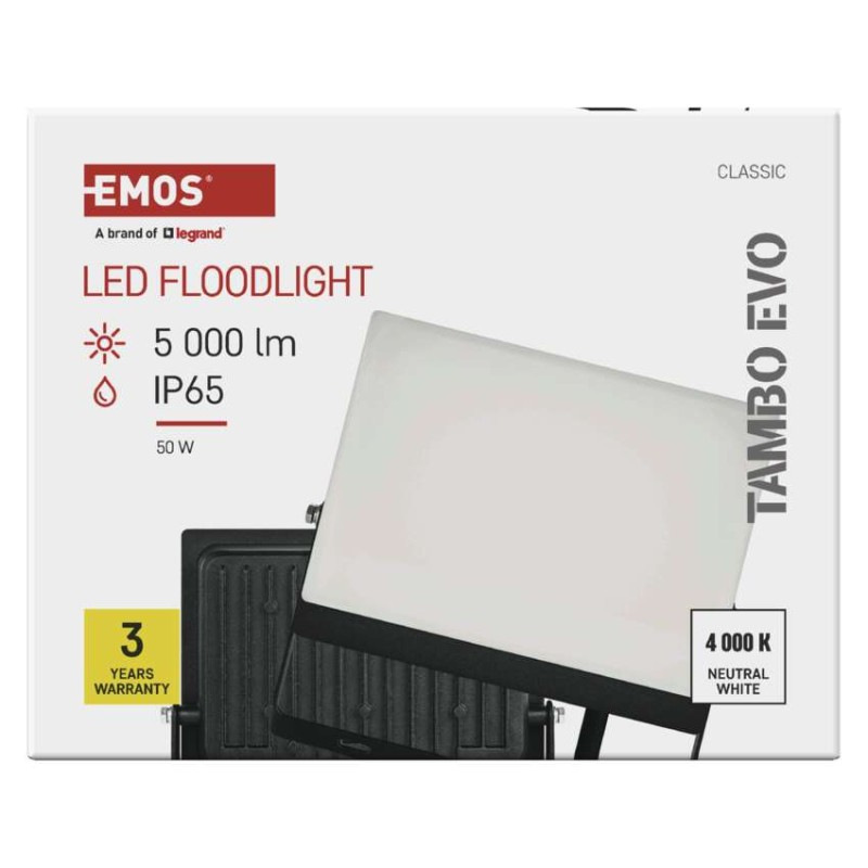 LED reflektor TAMBO EVO, 50 W, 5000 lm, IP65, čierny 11