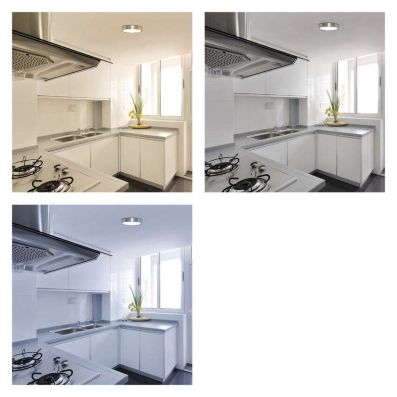 LED prisadené svietidlo, kruhové, strieborné, 28,5W, CCT 4