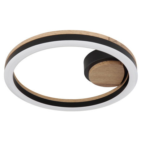 Stropné svietidlo, kov čierny matný, MDF so vzhľadom dreva, plast čierny matný, plast biely, ø:300mm 2