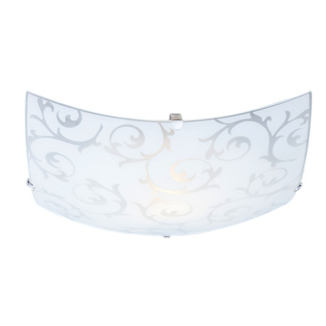 Stropné svietidlo, biela, satinované sklo, DxŠxV: 250x250x65, bez žiarovky 1xE27 ILLU, max. 60W 230V