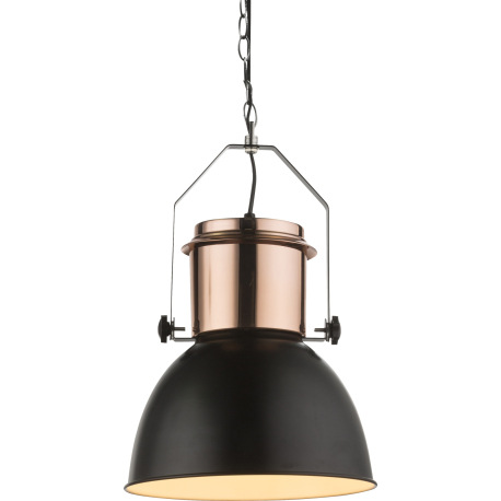 Závesné svietidlo, kov medený, kov čierny, čierny textilný kábel, Ø 270, V:1200, bez žiarovky 1xE27, 3