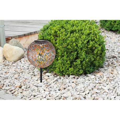 Solárne svietidlo, kov strieborný, zlatý, čierny, s hrotom do zeme, s ozdobným dierovaním, IP44, vyp 3