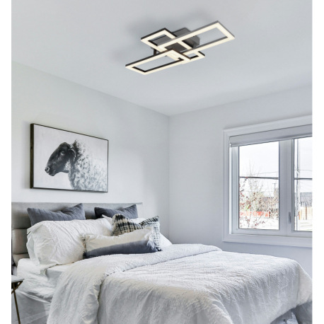 Stropné svietidlo, plast čierny matný, sivý, akryl biely, otočné, DxŠxV: 614x341x93mm, LED 24W 230V, 9