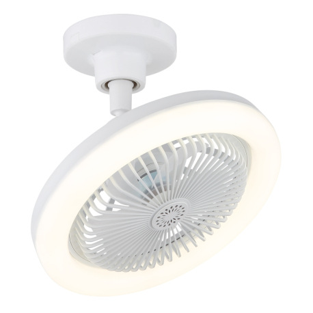 Stropný ventilátor, plast biely matný/priehľadný, stmievateľný, viacero rýchlostí pomocou nástenného 18