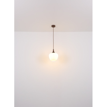 Závesné svietidlo, kov farba kávy, sklo biele, textilný kábel čierny, DxŠxV: 1000x180x1200mm, bez ži 14