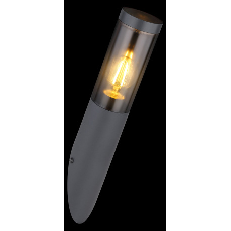 Vonkajšie svietidlo z nehrdzavejúcej ocele antracitovej farby, plast dymovej farby, smer svetla: nah 11