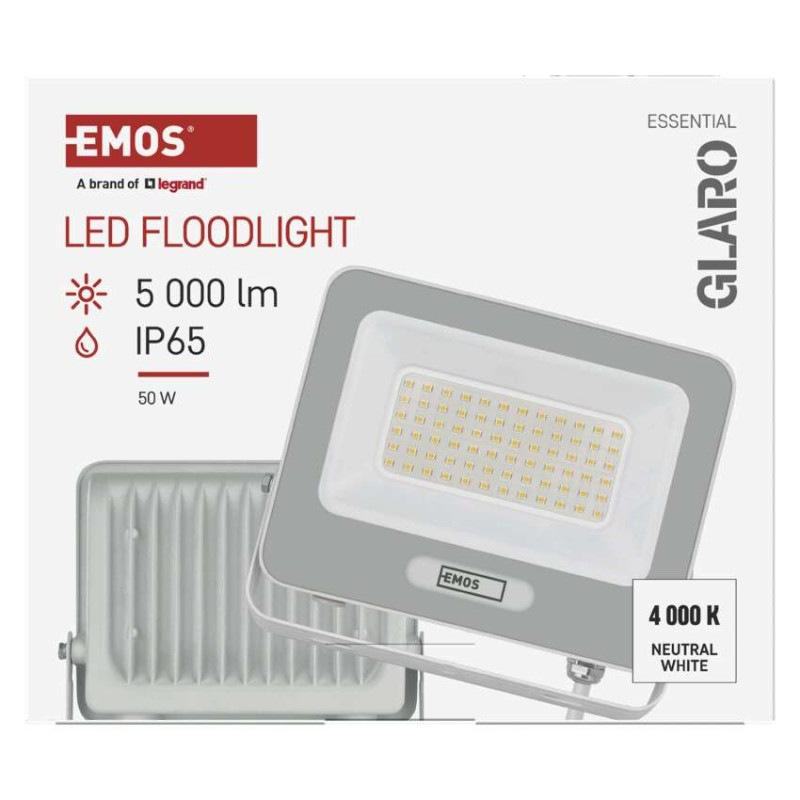 LED reflektor GLARO 50W, biely, IP65, 5000 lm, neutrálna biela 11